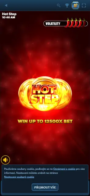 Casea: úvodní obrazovka automatu Hot Step
