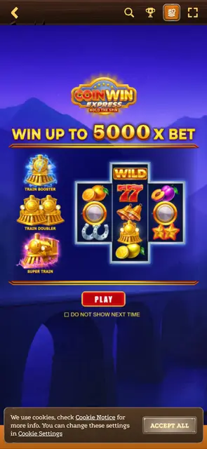 Lizaro — úvodní obrazovka automatu Coin Win Express